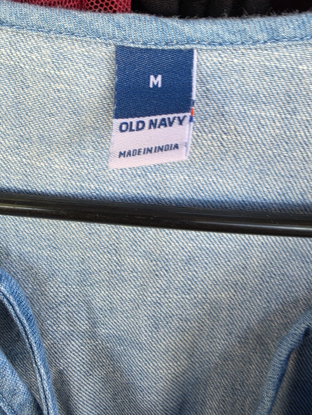 Old Navy Blue Chambray Tie-Front Puff Sleeve Dress - Picture 4 of 7